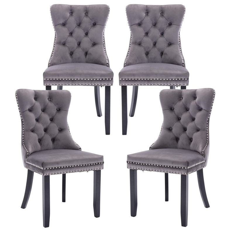 Boler Velvet Side Chair in Gray