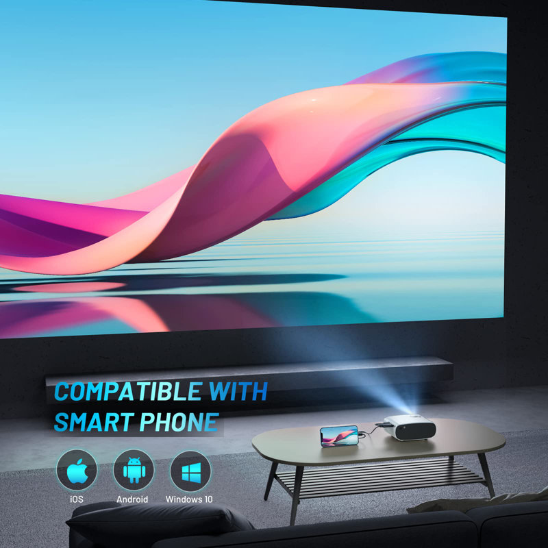 Mini Projector For Iphone, Upgraded 1080P HD Projector, 8000L Portable Projector With Tripod, Movie Projector Compatible With Android/Ios/Windows/TV Stick/HDMI/USB