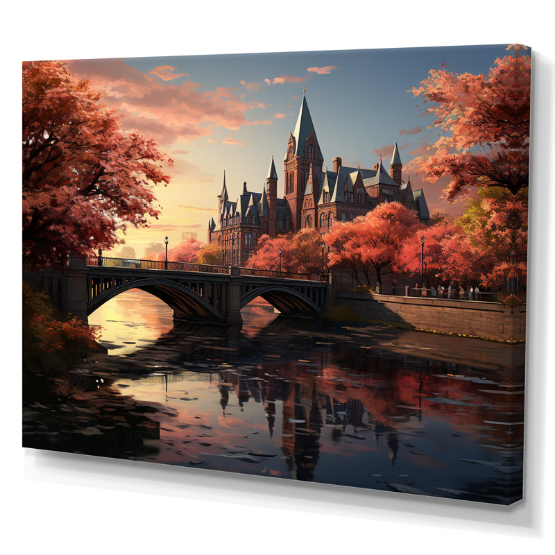 «College On Pond Memories» sur toile, Toile tendue, H 34 po x l 44 po x P 1,5 po