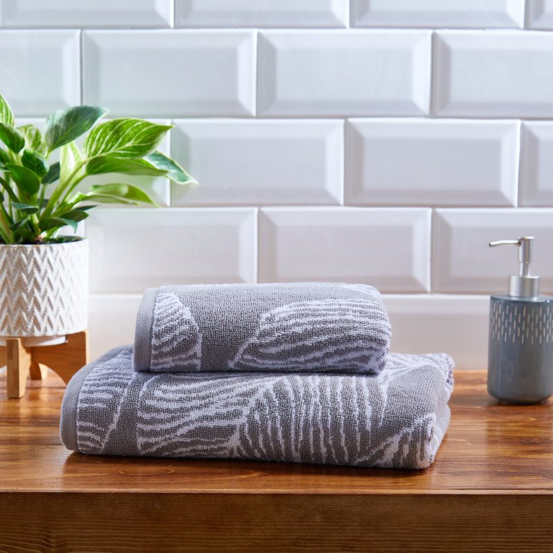 Midweight Jacquard Bath Towel, Grey
