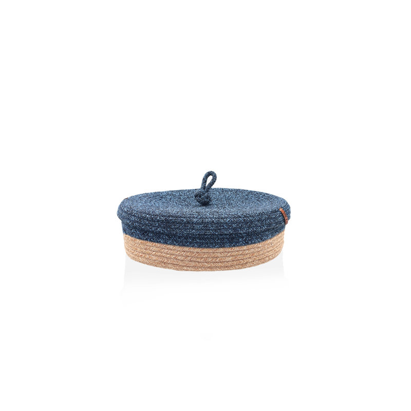 The Mia UK Jute / Sisal Storage Basket, Blue/Beige