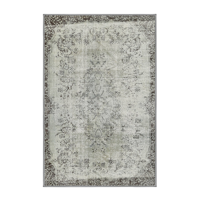 Tapis contemporain gris, Rectangle 4 pi x 6 pi
