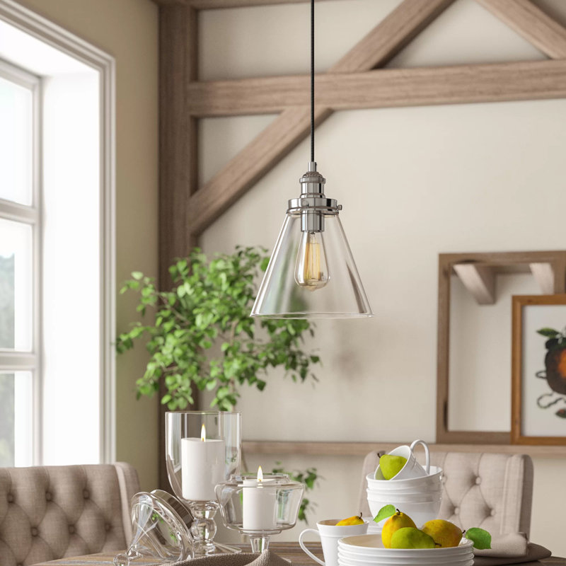 Topanga 1 - Light Single Pendant, Polished Nickel, 11.62" H x 8.5" W x 8.5" D