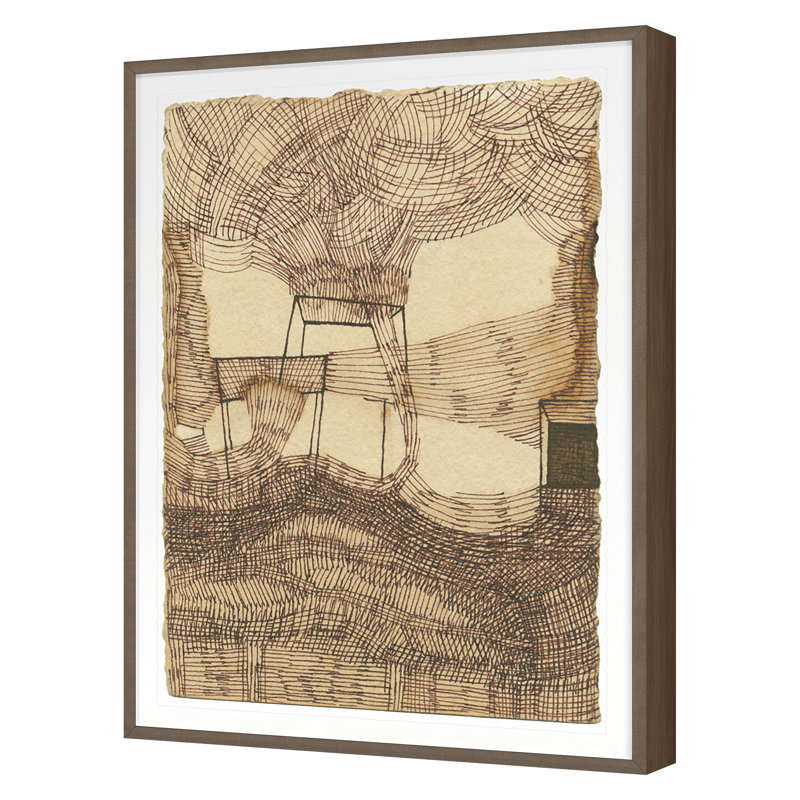 Coffee Drawing Tiny 23 Print by Renee Staeck, 29" H x 22" W x 1.5" D, Walnut Framed