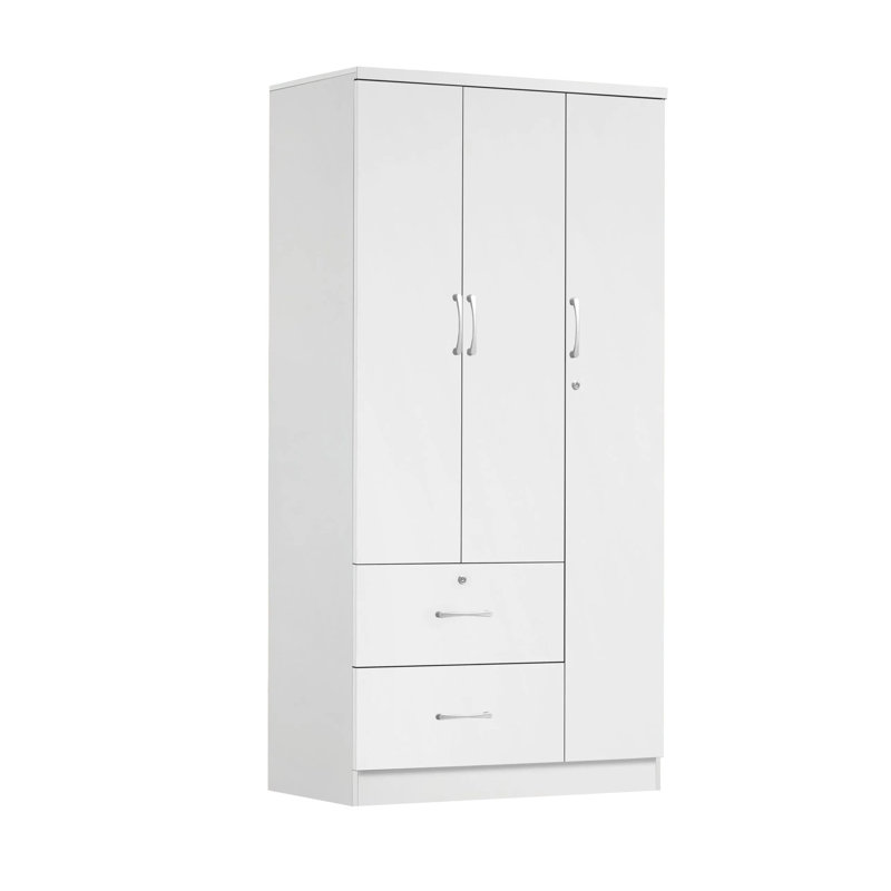 Garde-robe 3 portes / 2 tiroirs, Blanc