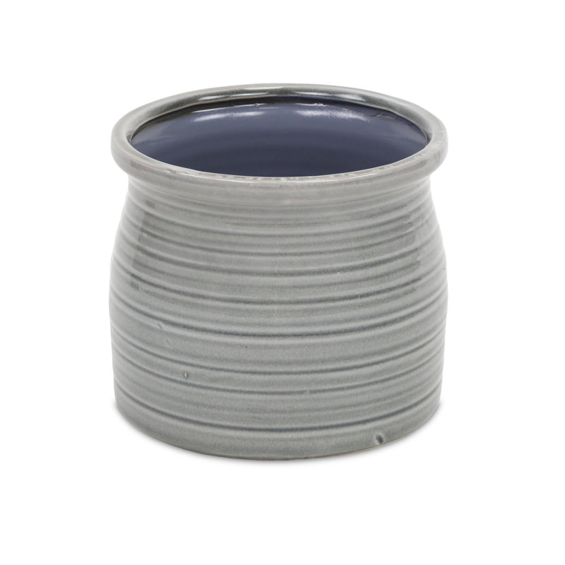 Pot à fleurs en céramique Mott, H 5,5 po x l 6,25 po x P 6,25 po, Gris