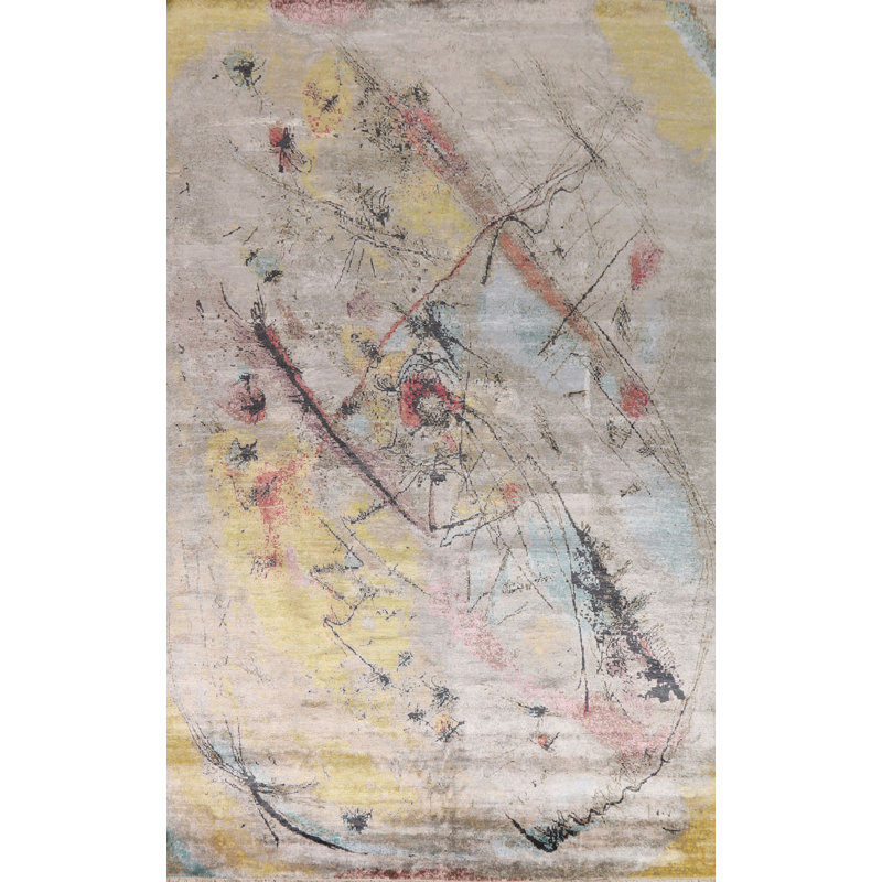 Tapis à motif abstrait végétal 9 x 12