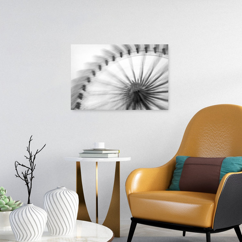 Impression d'art mural abstrait d'architecture contemporaine représentant une grande roue en mouvement, H 16 po x l 24 po