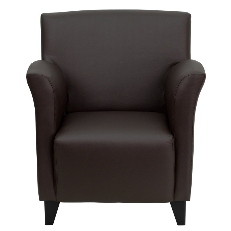 Chaise de réception en cuir l 30 po Misch, Brun