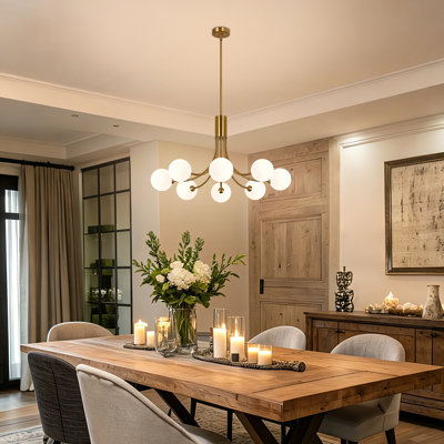 8-light Dimmable Chandelier, Sputnik Chandelier, Brass Chandelier, Modern Chandelier For Dining Room