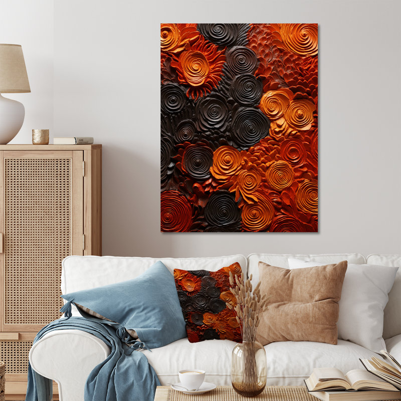 Volcanic Fusion Swirl 1 - Tachisme, art mural en métal, H 32 po x l 24 po x P 1 po