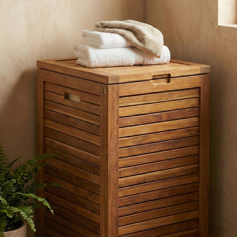Spa Teak Hamper, Small (21.25"H x 13.75"W x 13.75"D)