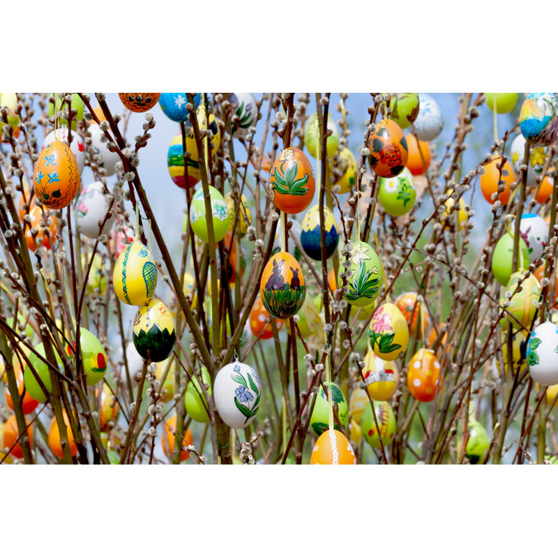 Easter Eggs With Willow Catkins by Skystorm - Wrapped Canvas Print, 61cm H x 91cm W