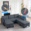 Canapé modulaire en lin 109 po avec repose-pieds et rivets-992760818