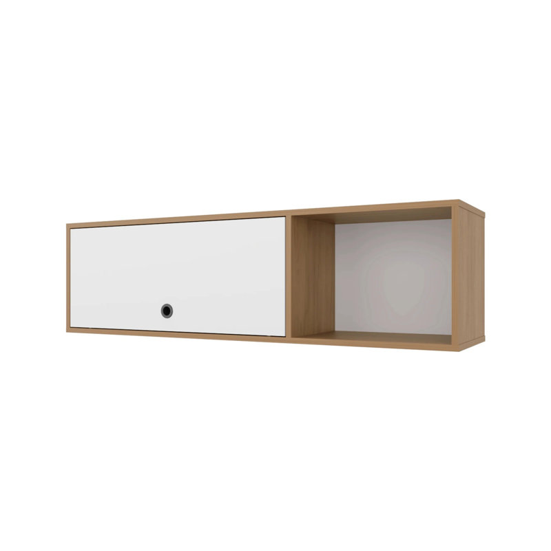Armoire murale en chêne naturel et blanc avec porte relevable