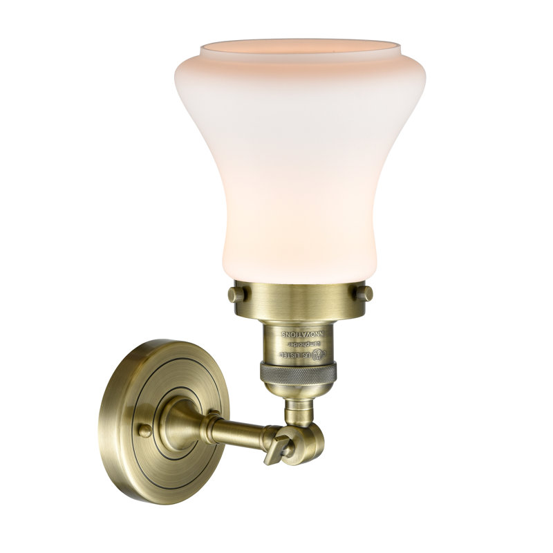 Edda Dimmable Bath Sconce, Antique Brass, 6 Watt Vinage LED Bulb, Matte White