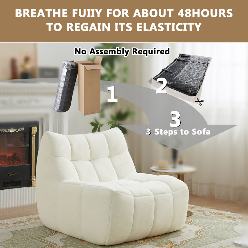 Fauteuil à billes surdimensionné de style moderne 33,7 po, Blanc