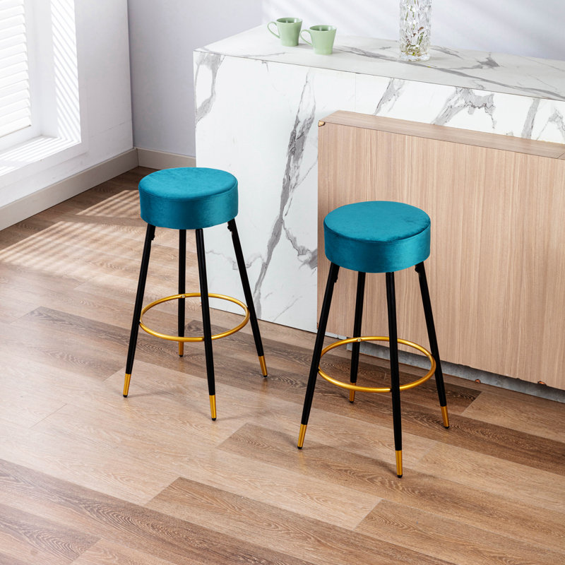 Ensemble de 2 tabourets de bar à hauteur de comptoir Agee, Sarcelle