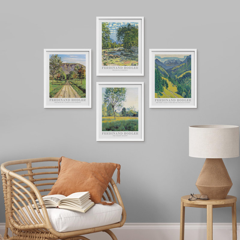 «Spring Summer Pastel Country Fields Nature», reproduction encadrée sur papier, 4 pièces, Blanc, H 14 po x l 11 po