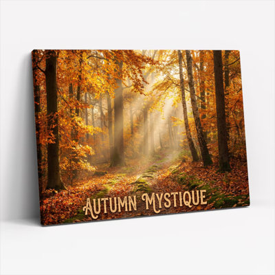 Autumn Mystique Forest Landscape, ensemble de 1 reproduction d'art sur toile tendue sur toile