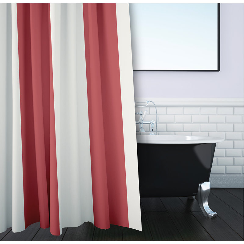 Rideau de douche rayé simple, Rouge