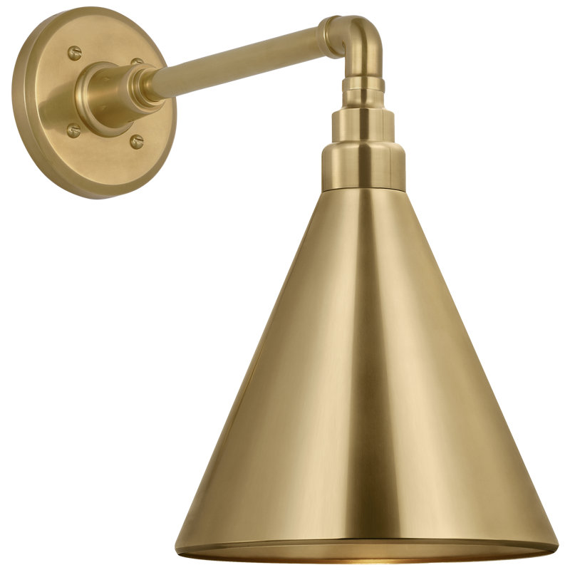Thomas O'Brien 1 - Light Outdoor Barn Light, Hand-Rubbed Antique Brass, 14.75" H x 9" W x 14.75" D, Hand-Rubbed Antique Brass