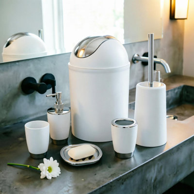 Ensemble d'accessoires de salle de bain blanc 6 pièces Chrysanthi