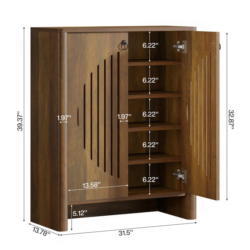 Storage Cabinet,Storage Organizer,Shoe Cabinet, 39.37"H x  31.5"W x  13.78"D, Brown