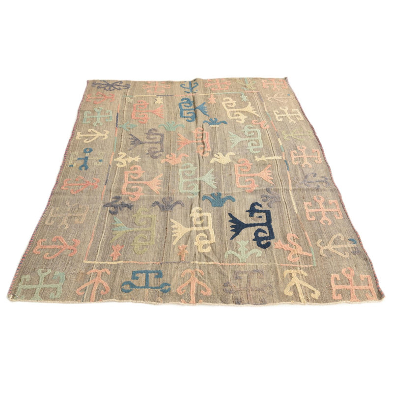 Tapis carré brun clair 5 pi