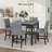 5-Piece Counter Height Dining Set Wood Square Dining Room Table And Chairs Stools W/Footrest & 4 Upholstered High-Back Chairs,Black