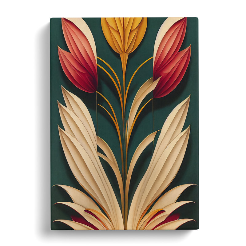 Art Deco Flower No.1 - Wrapped Canvas Print, 50cm H x 35cm W x 3cm D