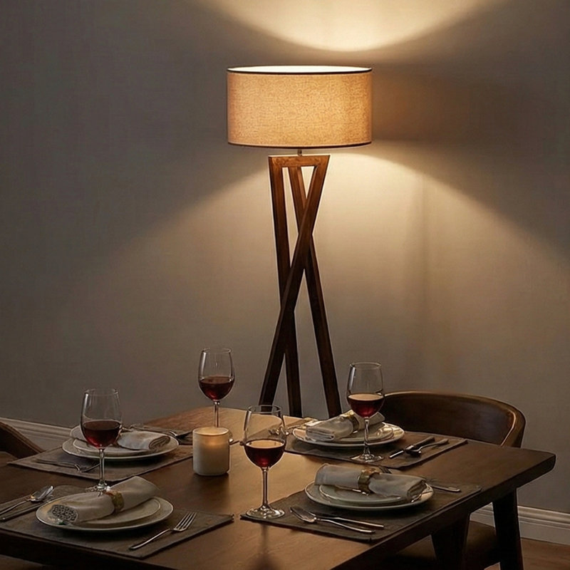 Lampe sur pied Jahzair, Noyer, Brun