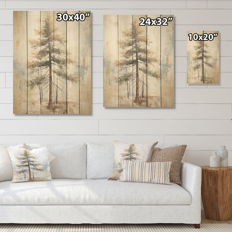 Arbre de pin beige, paysage zen I - pin, art sur bois de pin naturel, H 20 po x l 10 po