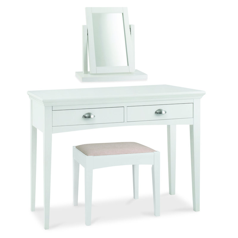 Ziggy Solid Wood Accent Stool, Linen, White