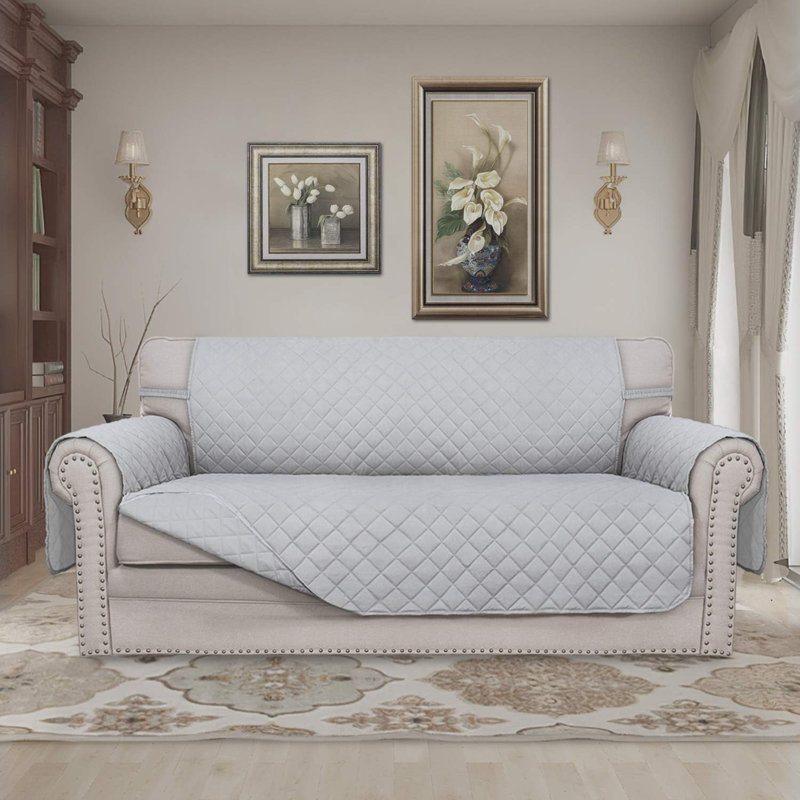 Housse pour canapé réversible, Tissu gris pâle, H 5,12 po x l 11,97 po x P 11,89 po