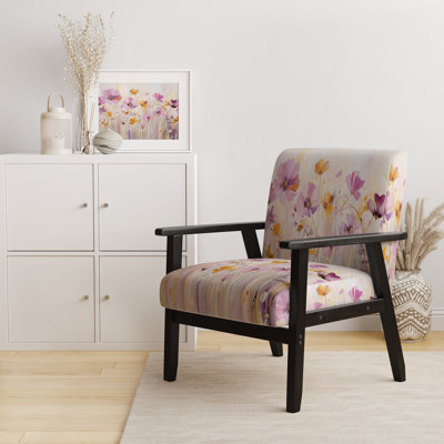 Fauteuil rembourré moderne Pink Whimsical Wildflowers II