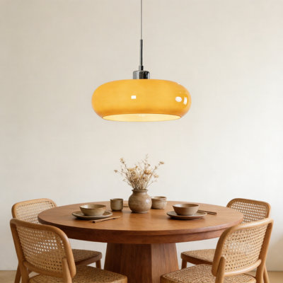 Luminaire suspendu orange vintage 1 lumière avec ampoule