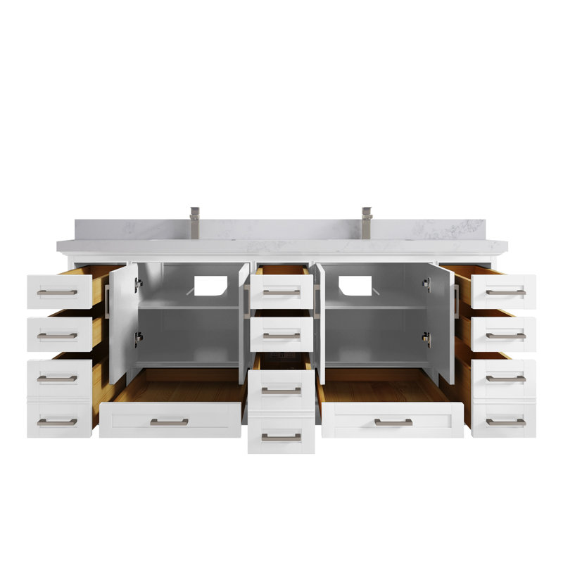 Ensemble de meuble-lavabo double 84 po, Calacatta Nuvo