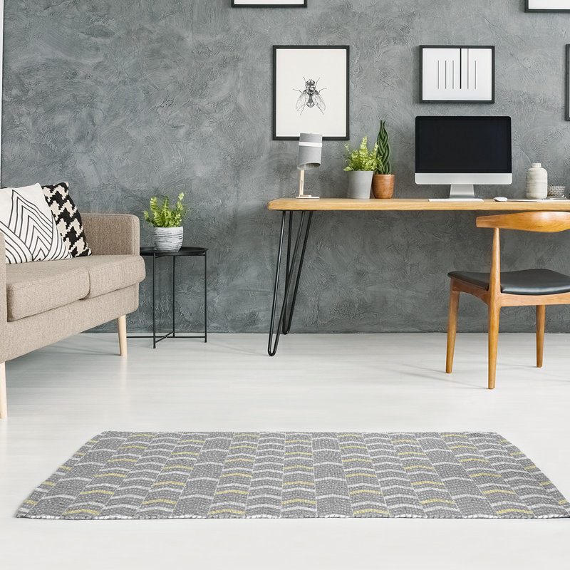 Tapis de zone grise à chevrons lineed, Rectangle 3 pi x 5 pi