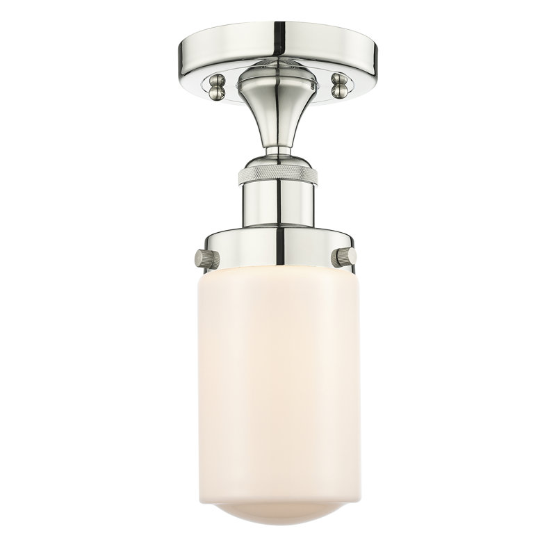 Plafonnier semi-encastré en verre Erkson, Blanc mat, Nickel poli