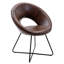 Fauteuil demi-tonneau en similicuir de 26,75 po de large avec base en métal Coomer-1648586887