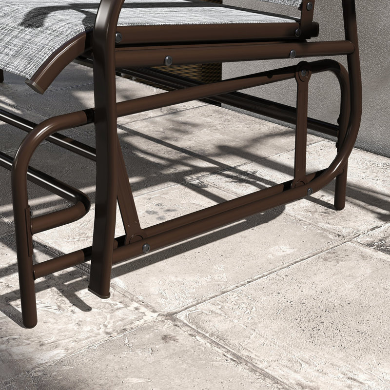 Banc de patio coulissant avec structure et sièges respirants - Chaise grise rouille - Filet