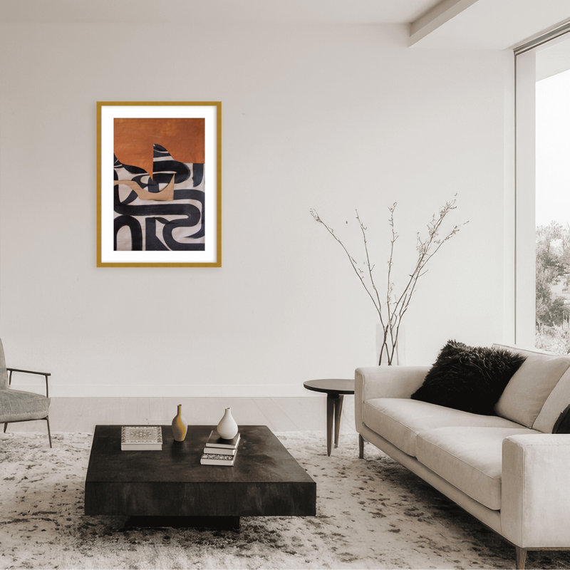 Gai: A Symphony Of Abstraction, 30" H x 24" W x 1.125" D, Black, Framed Matted Print