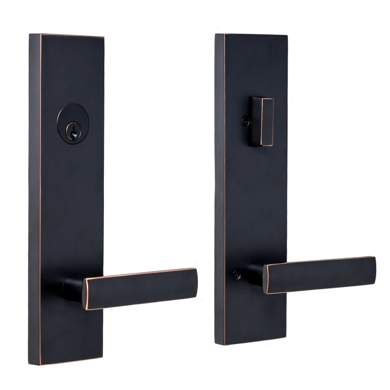 Levers With Deadbolt Reversible Entry Set, Oil Rubbed Bronze