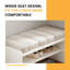 87 cm Beige White Shoe Bench for Two with Open Storage and Cushioned Seat