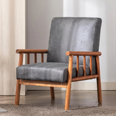 Chaise avec accoudoirs moderne de 25 po de largeur Mid-Century, gris