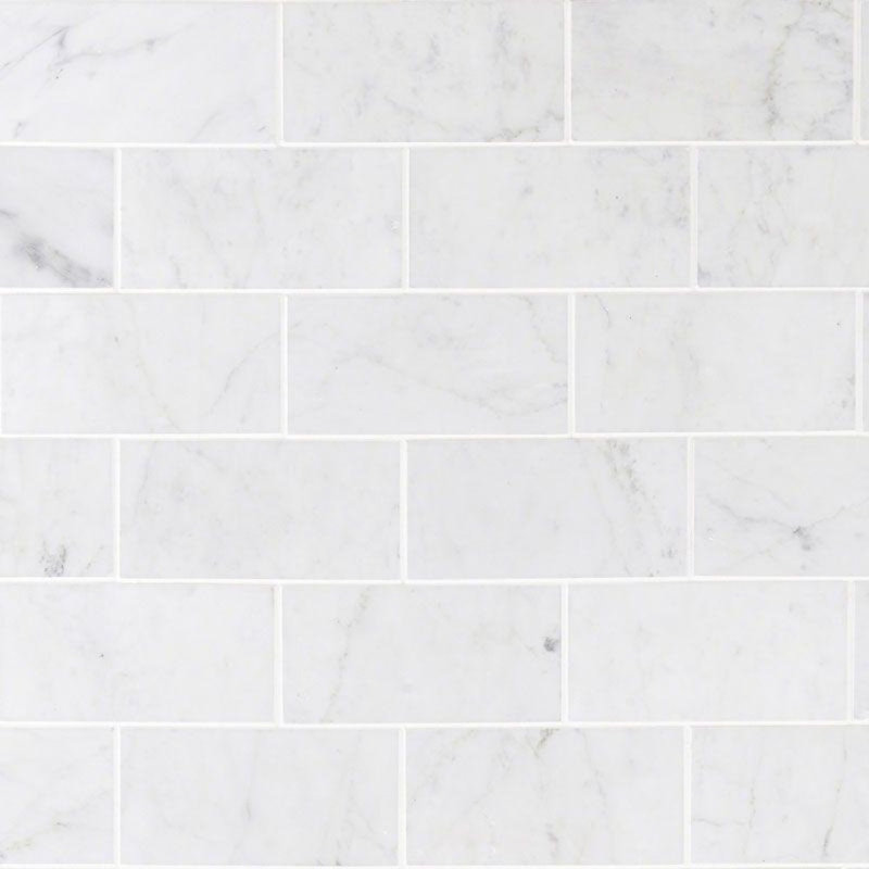 3" x 6" Marble Brick Joint Wall & Floor Tile, Polished White