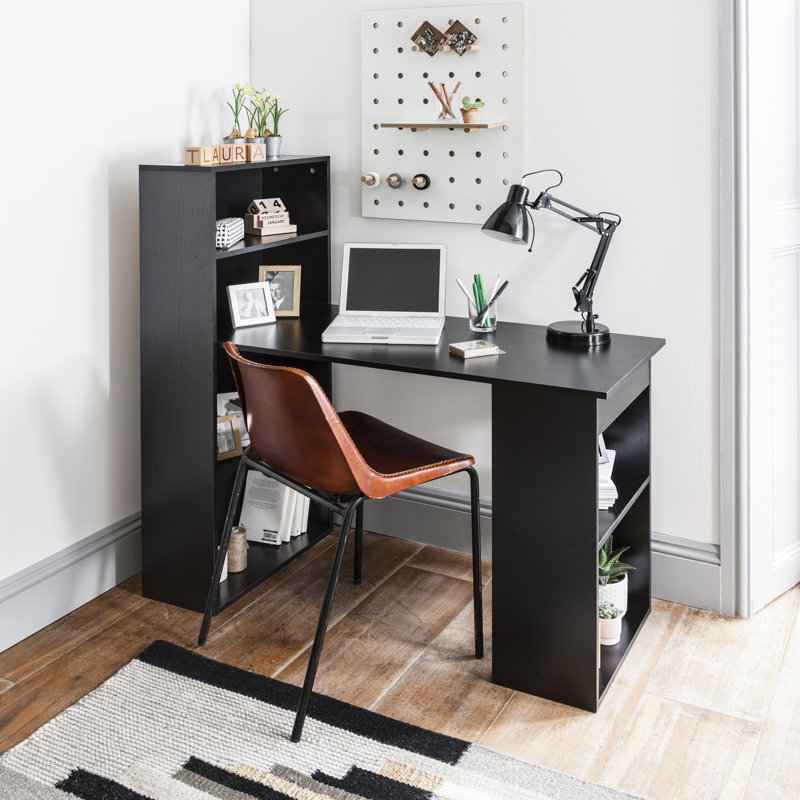 Glenhaven Solid Wood Base Computer Desk, Black