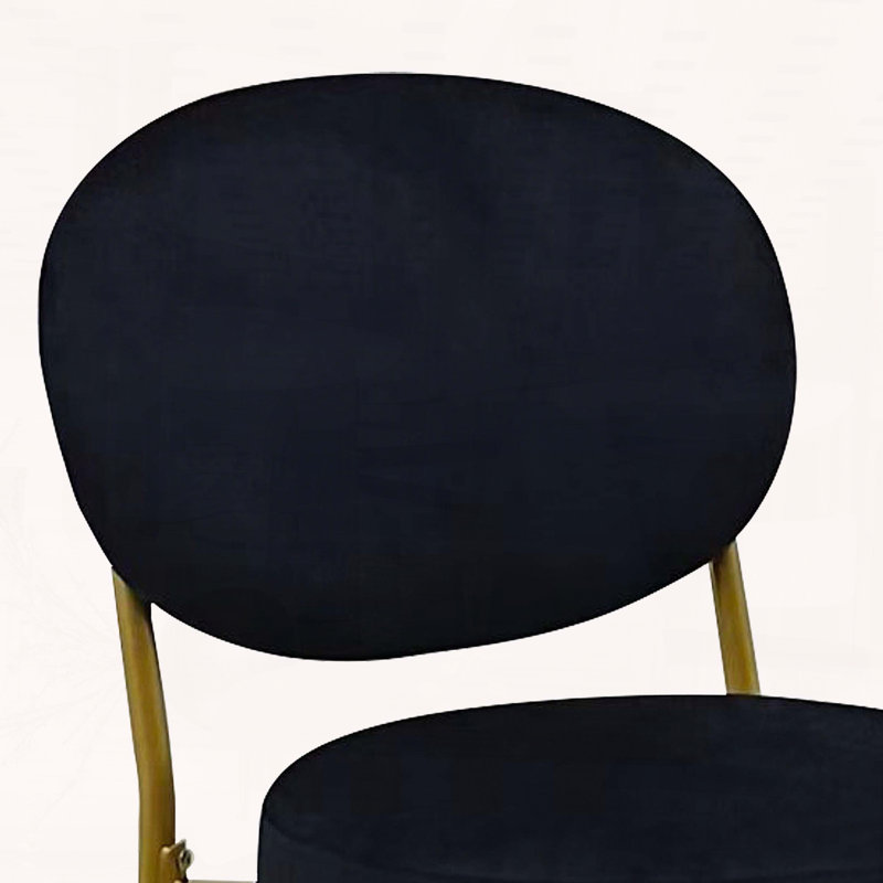 Tabourets de bar modernes en velours avec pieds en métal doré et dossier ovale, ensemble de 2