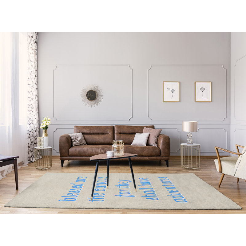 Tapis en poly-chenille à citation manuscrite, Rectangle 8 pi x 10 pi